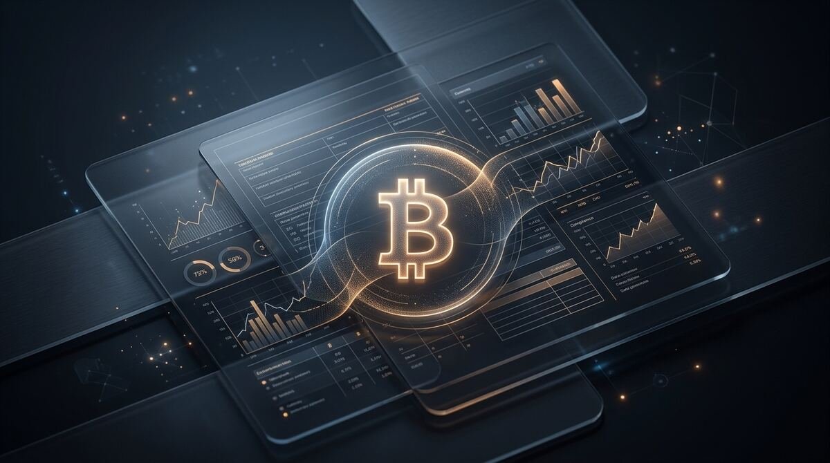 Gráficos y formularios fiscales en panel digital de Bitcoin
